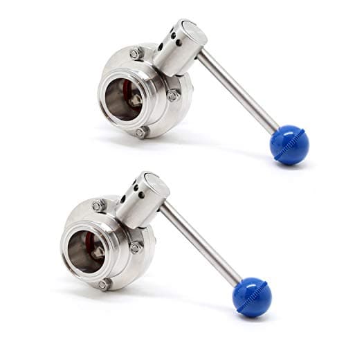 Image of QiiMii Sanitary Stainless Steel 304 Tri Clamp Butterfly Valve with Pull Handle and Silicone, 1.5”Tube OD (1.5 INCH)2 Pack