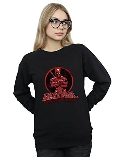 Image of Marvel Women's Deadpool Crossed Arms Logo Sweatshirt Black Medium