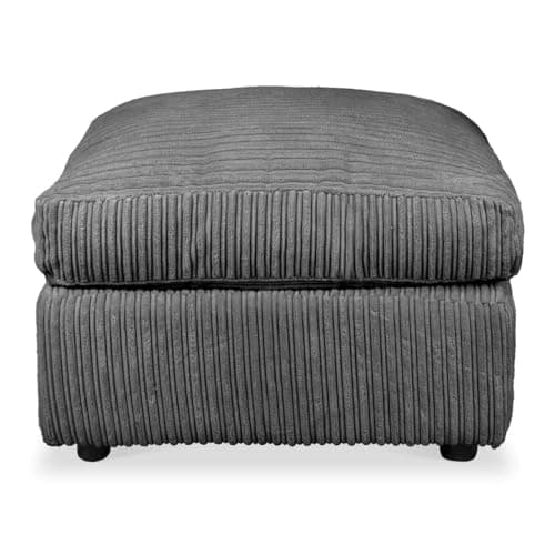 Image of Jumbo cord fabric scatter back corner sofa (Grey, Footstool)