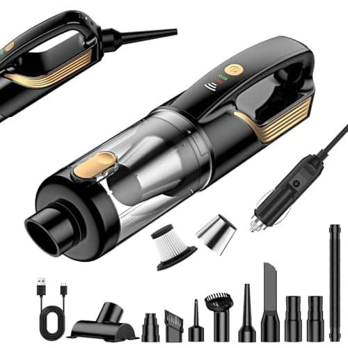 Image of RABIGALA 4 in 1 Cordless Handheld Car Vacuum Cleaner with 12V 5m Cigarette Lighter Adapter Cable, 27000Pa, 2 Speeds,80000 RPM Brushless Motor, Rechargeable Portable Car Hoover for Car and Home