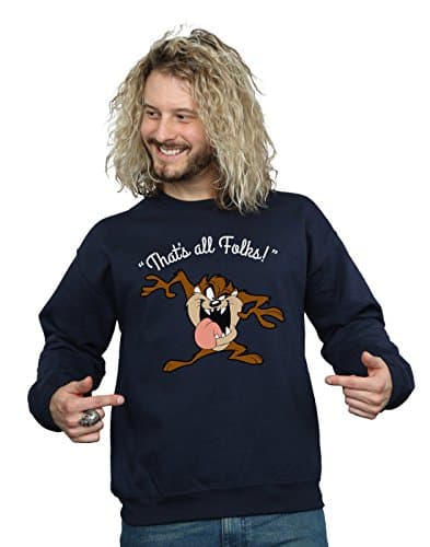 Image of LOONEY TUNES Men's Taz That's All Folks Sweatshirt Medium Navy Blue