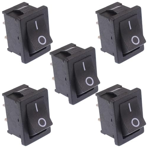 Image of 5 x On/Off Black Rectangle Rocker Switch SPST