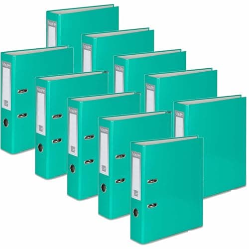 Image of OFFICE CENTRE 10x Turquoise A4 Large 75mm Lever Arch File Folder Metal Edge Strengthened Stationery Document Archive Paper Storage Office School Home Easy Filing System 15 Colour Coding Wide Spine