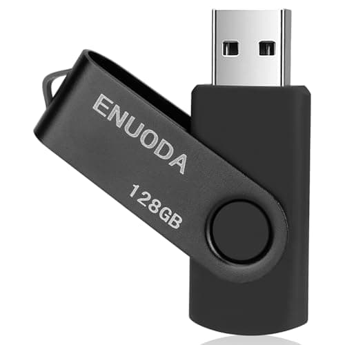 Image of ENUODA Memory Stick 128GB USB 2.0 Flash Drives Swivel Design Storage Thumb Drive Pen Drive (Black)
