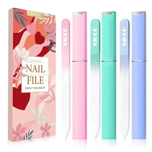 Image of Nail File Glass Nail File 3 Pack Premium Glass Nail File with Case Crystal Nail File Professional Salon Manicure Tool for Natural Nails Stocking Fillers for Women and Girls