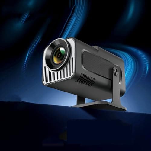 Image of HKOORLAMULS HY320 Mini Short Throw Projector, 130 ANSI Lumens, 1280x720P Resolution, Portable Movie Projector for Bedroom, Gaming, and Outdoor Use (White/Black)