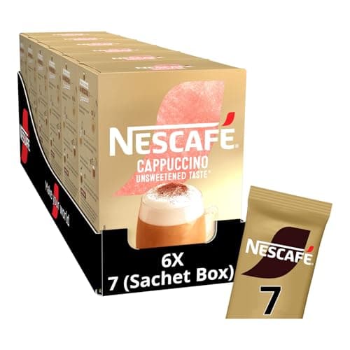 Image of NESCAFÉ Cappuccino Unsweetened Instant Coffee Sachets x7 (Pack of 6, Total 42 Sachets)