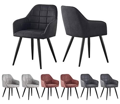 Image of mcc direct 2x Faux Matte Suede Leather Dining Chairs Accent Chairs home & restaurants Adrian (Black)