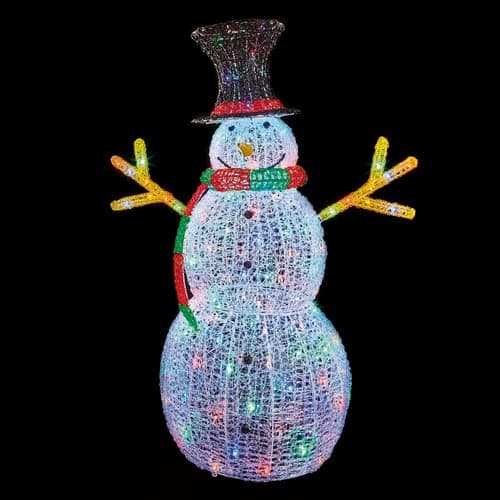 Image of Premier 1.3m Soft Acrylic Snowman with 160 Multi-Coloured LEDS