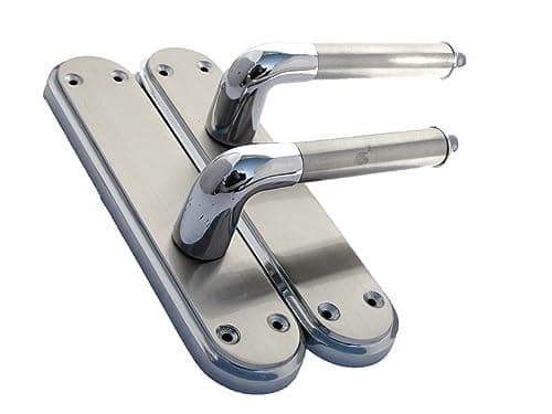 Image of Haven Heritage Marina Latch Handle for Internal Doors - Satin & Chrome Finish, Door Handle Latch, Durable Door Latch, Easy Install Latch Handle Ideal for Home Renovation - Satin + Chrome
