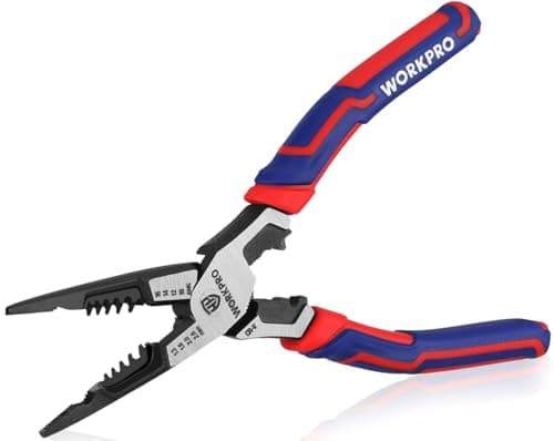 Image of WORKPRO 7-in-1 200 mm Needle-Nose Pliers, Wire Stripper/Cutter/Crimper and Spanner, Long Nose Pilers for 1.3-2.6 mm Wire, Cr-V Multi Hand Tools for Electrician