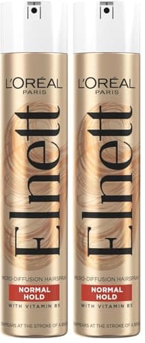 Image of L'Oreal Paris Elnett Normal Hold Hairspray, Micro Diffusion Hairspray, 400ml (Pack of 2)
