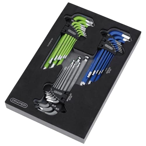 Image of Draper 12822 TX-Star®, Imperial & Metric Ball End Hex Key Sets in EVA Storage Tray (27 Piece)