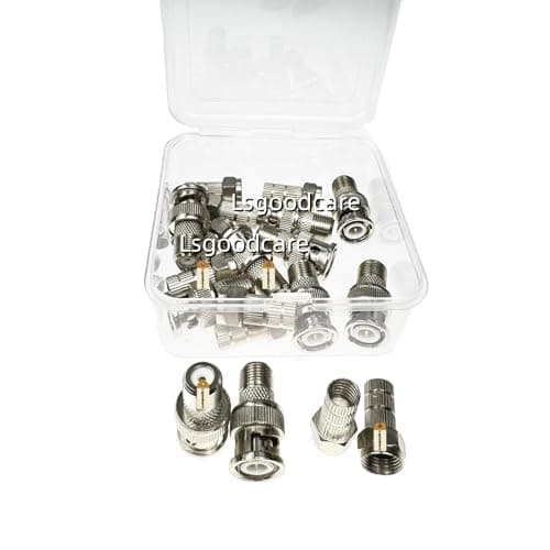 Image of Lsgoodcare 20Pcs BNC F Connector Kit, BNC Male Plug to F Female Jack Coax Connector Adapter for CCTV Camera Surveillance Video