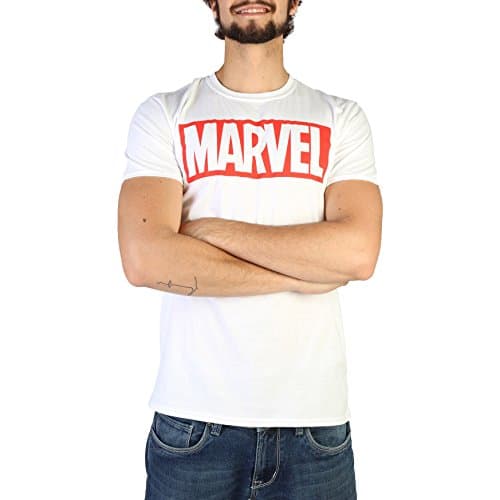 Image of MARVEL Men's Marvel Comics - Core Logo T Shirt, White, L UK