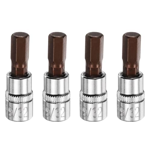 Image of sourcing map 4pcs 9/32" Hex Bit Socket 1/4" Square Drive SAE Extension Impact Bit Power Nut Driver Set S2 & CR-V Steel Socket Ratchet Wrench Bits
