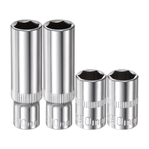 Image of sourcing map 4Pcs 1/4-Inch Drive Deep & Shallow Impact Socket Set 10mm Metric 6 Point Design Cr-V Steel