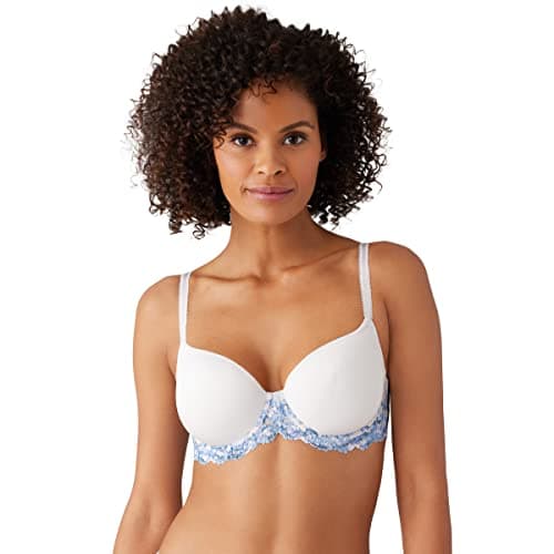 Image of Wacoal Women's Embrace Lace Contour Bra, Pastel Parchment/Blue Multi, 32C