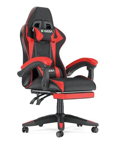 Image of Racingreat Ergonomic Gaming Chair with Adjustable Height, Reclining Feature, Headrest, and Lumbar Support for Adults (With Footrest, Red)