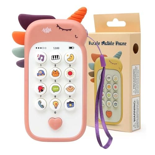 Image of Bambebe Baby Phone Toys for 1 Year Old Boys Girls Gifts, Musical Sounds Toys for Babies12-18 Months, Interactive Baby Cell Phone Toy with Early Education & Music(Pink)