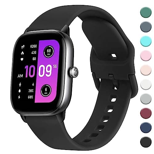 Image of AK Straps Compatible with Amazfit GTS 2 Mini/GTS 4 / GTS 4 Mini/GTS 3 / GTS 2 / GTS 2e,20mm Soft Silicone Sport Replacement for Amazfit Bip 3 Pro/Bip 3/Bip U Pro/Bip Lite/Bip S/Bip U(Black)