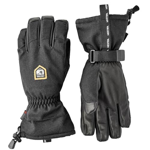 Image of Hestra Unisex CZone Mountain 5-Finger Gloves, Waterproof, Windproof, Leather, Alpine Ski Gloves for Men and Women, Black, 11