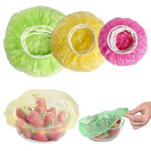Image of 60 Pcs Reusable Food Covers, Plate Covers for Food, Elastic Food Covers Dust Proof Semi Transparent Food Cover, Suitable for Food/Fruit/Vegetable/Meat/Canned Preservation