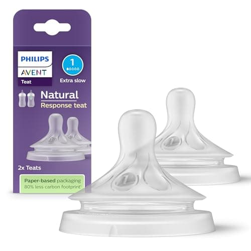 Image of Philips Avent Natural Response Bottle Teat - 2 x Baby Bottle Flow 1 Teats for Newborn Babies, 0 Months, BPA Free (Model SCY961/02)