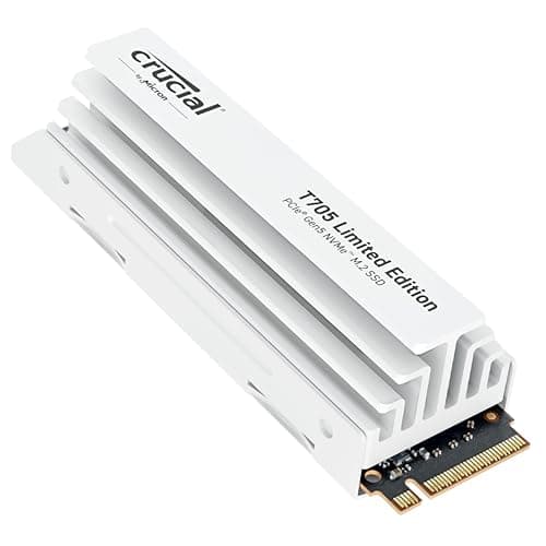 Image of Crucial T705 2TB SSD PCIe Gen5 NVMe M.2 Limited Edition Internal Gaming SSD with Premium White Heatsink, Up to 14,500MB/s, PCIe 4.0 Backwards Compatible, Solid State Drive - CT2000T705SSD5A