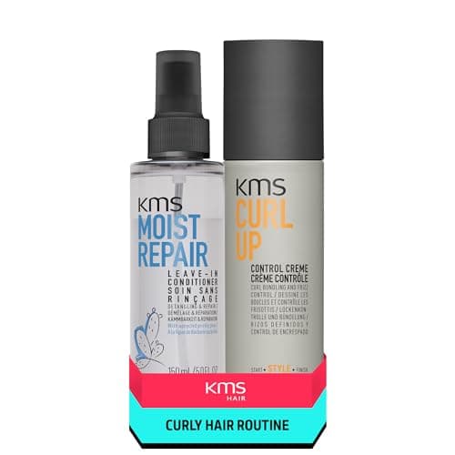 Image of KMS Hair Curly Hair Routine bundle; MoistRepair Leave-in conditioner 150ml, CurlUp Control Creme 150ml