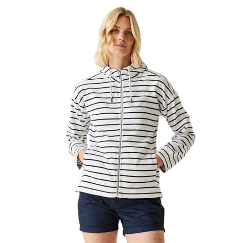 Image of Regatta Women's Bayletta Hoody II Brushed Fleece Zip-up Top Navy Stripe 16