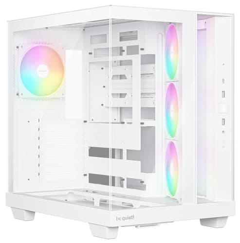 Image of be quiet! Light Base 500 LX White PC Case, Fully Windowed Front And Side Panel, Show Case, Dual Chamber Design, ARGB Fan Hub, 4 Light Wings LX PWM Fans, Backside Connector Design