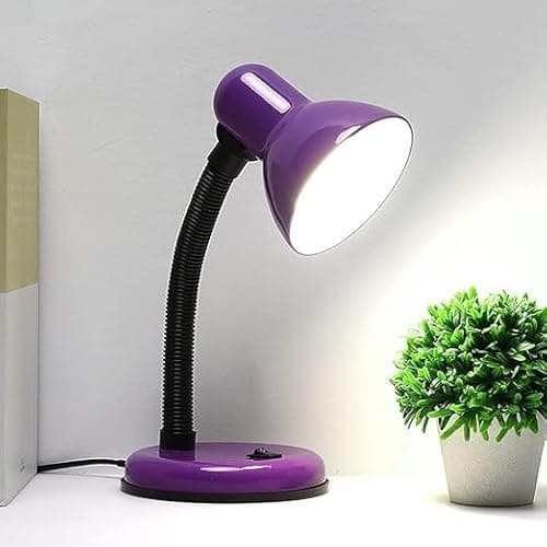 Image of SHANJIA LED Desk Lamp, Metal Desk Lamp,Reading Light Eye-Caring Table Lamp with Versatile Flexible Neck for Home, Office, Bedroom, Reading, Work, Study (Purple)