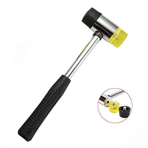 Image of Rubber Hammer Mallet SUPERTOOL Soft Rubber Hammer Nylon Dual Head Replaceable Hammer with Non-Slip Rubber Handle for Jewelry DIY Craft (35MM)