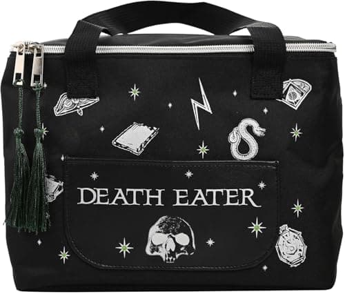 Image of Widdop and Co Harry Potter Dark Arts Death Eater Insulated Bag – Black Pack Lunch Carrier for Kids or Adults – Official Harry Potter Gifts and Accessories