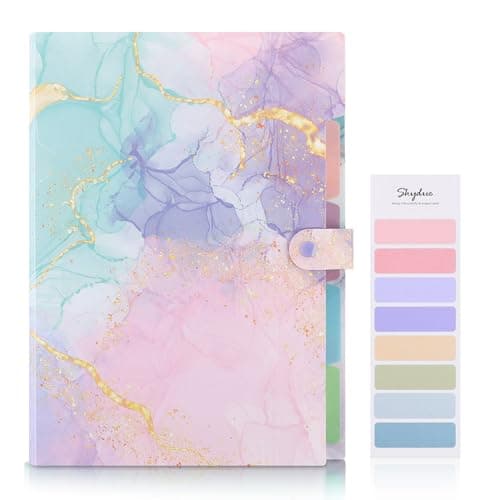 Image of SKYDUE Document Organiser, Folders for Paperwork A4,Accordion Folder with 5 Pockets, Document Folder for Home Office Businesse(Marble Pink)