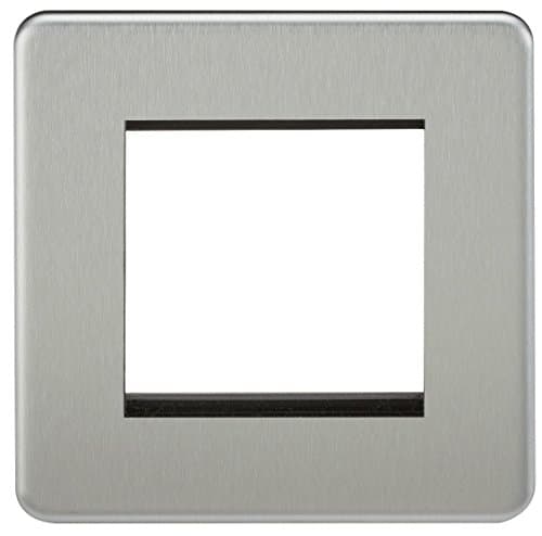 Image of Knightsbridge ML661 - BRUSHED CHROME SCREWLESS 2G MODULAR FACEPLATE, 230V, IP20 W/ 15YR WARRANTY