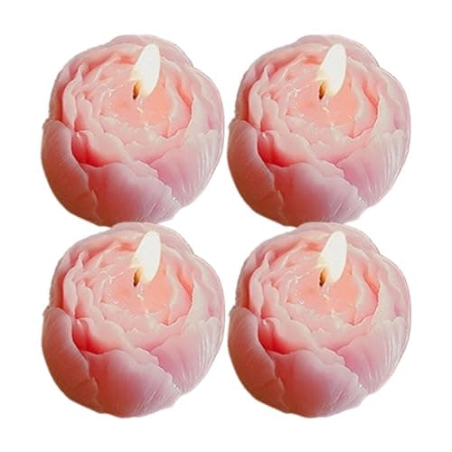 Image of Floral Candle, Set of 4 Natural Fragrances – Home Decoration Rose Scented Candle – for Valentine's Day, Office, Bedroom, Living Room, Dining Room, Bathroom, Relaxation, Women