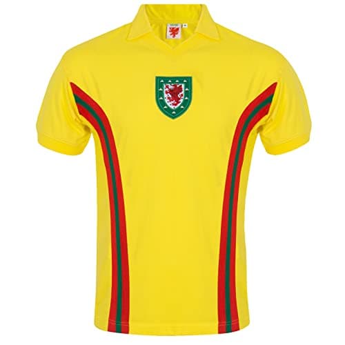 Image of Wales F.A. Official Gift Mens Retro 1976 John Toshack No.10 Away Shirt XL, Yellow 1976 No.10