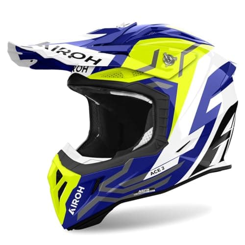 Image of Airoh Aviator Ace 2 Ground Motocross Helmet, white/yellow/blue, L (59/60)