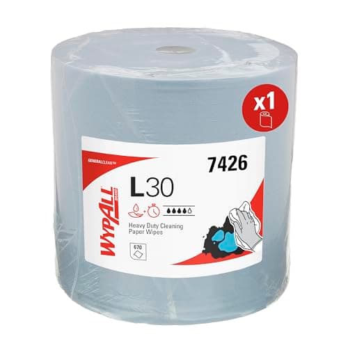 Image of WypAll L30 Industrial Wiping Paper 7426, Extra-Wide Jumbo Blue Roll, 3-Ply, Highly Absorbent & Durable, Ideal for Heavy-Duty Cleaning, 1 Roll x 670 Sheets (670 Total)