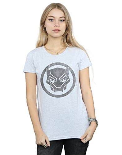 Image of Marvel Women's Black Panther Distressed Icon T-Shirt Sport Grey Small