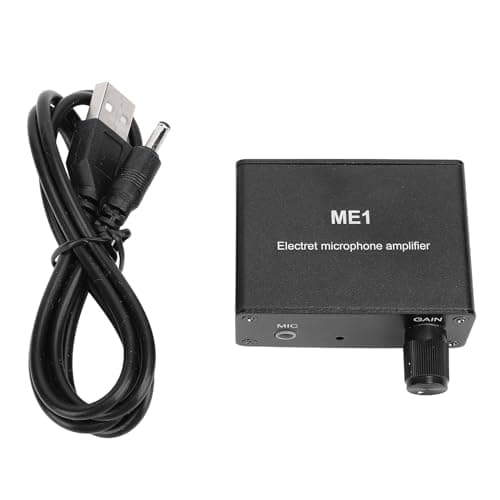 Image of Msiud Microphone Preamp, Electret Amp, Adjustable Gain 0-20db Sound Amplifier, Audio, With Built in Bias, Preamplifier for Podcast, Livestream, ME1 3.5mm Input