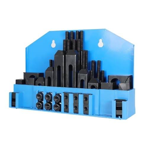 Image of mitoharet 58 Pc 1/2 Inch T-Slot Hold Down Clamp Clamping Kit Mill Machinist Set Replacement for Bridgeport Milling Machine with Plastic Storage Box (3/8-16)