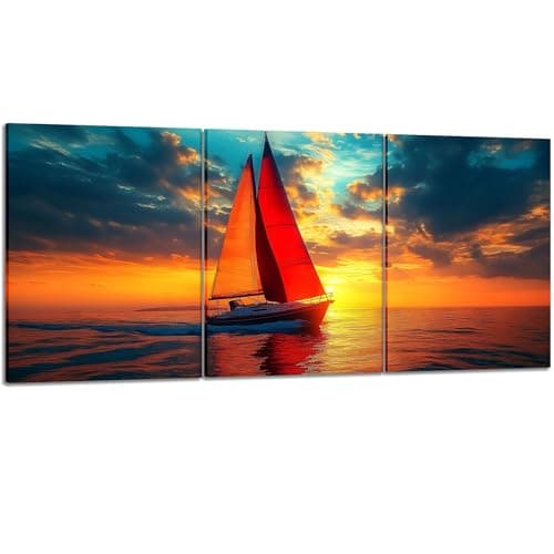Image of 3 Pieces Canvas Wall Art Prints, Wall Pictures,30x40cm Wall Art Decor,Sunset Pictures Print on Canvas Natural Landscape Painting for Home Decoration Living Room