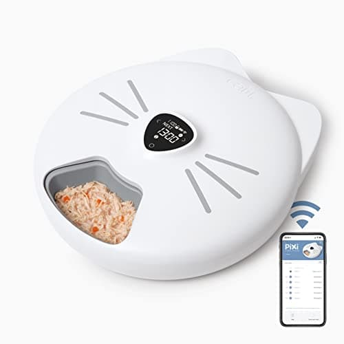 Image of Catit PIXI 6 - Automatic Cat Feeder, WiFi App Controlled, Feeds Dry, Wet Food & Treats, Keeps Wet Food Fresh with Ice Packs, White