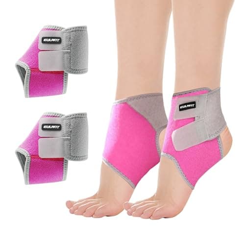 Image of EULANT Kids Ankle Support, Elastic Compression Ankle Strap for Boys Girls, Foot Wrap Protector, Adjustable Ankle Brace for Running Dancing Cycling Skating Skateboard Walking