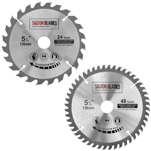 Image of Saxton TCT Circular Wood Saw Blade 136mm x 20mm (16mm Ring) 24 & 48 Teeth Compatible with Bosch Makita etc – Pack of 2