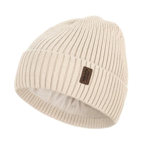 Image of Wmcaps Classic Knit Beanie for Men/Women - Soft Cuffed Wooly Beanie with Thermal Thick Fleece Lining, Gifts for Him/Her/Dad (White)