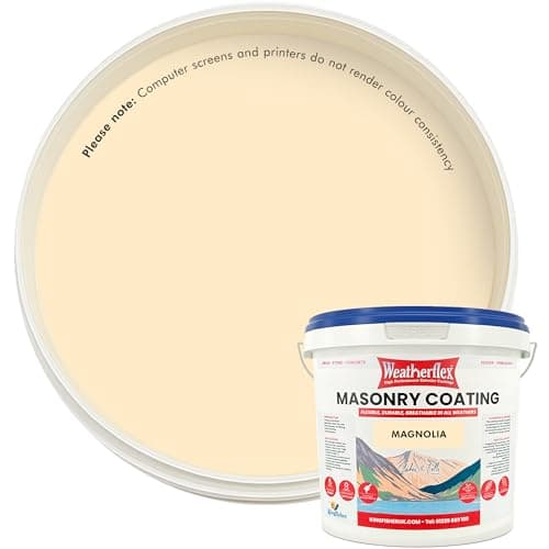 Image of Kingfisher Weatherflex Masonry Paint 10L | Waterproof & Non-Toxic Outdoor Paint for Brick, Stone, Concrete and More | Ultra-Flexible, Crack Resistant & Breathable for Extreme Weather | Magnolia